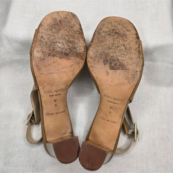 KATE SPADE Tan Slingback Open Toe 3in Heels - Picture 9 of 10